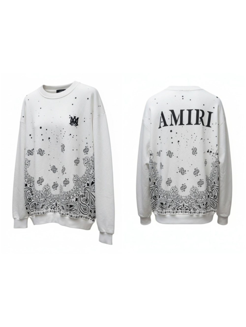 AMIRI Men's White Black Graphic Print Long-Sleeves Cotton Elastane Sweatshirt XL